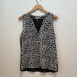 Joie Black and White Animal Print Blouse